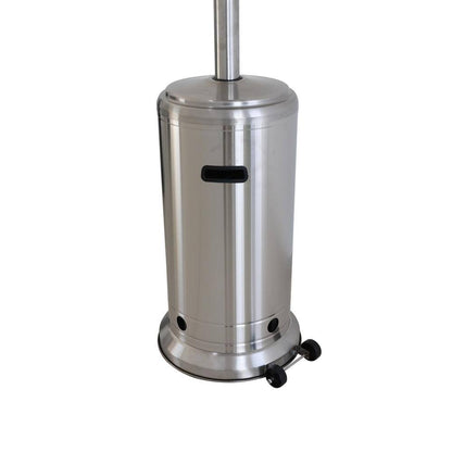 48000 Btus Stainless Steel Propane Standing Patio Heater with Wheels, Gray