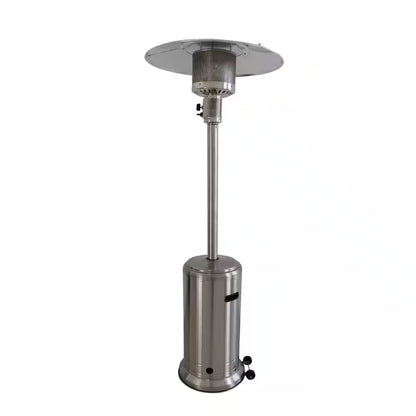 48000 Btus Stainless Steel Propane Standing Patio Heater with Wheels, Gray