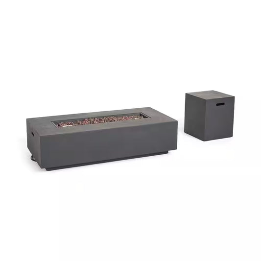 Aidan 56 In. X 15 In. Rectangular Outdoor Patio Gas Fire Pit Table with Tank Holder