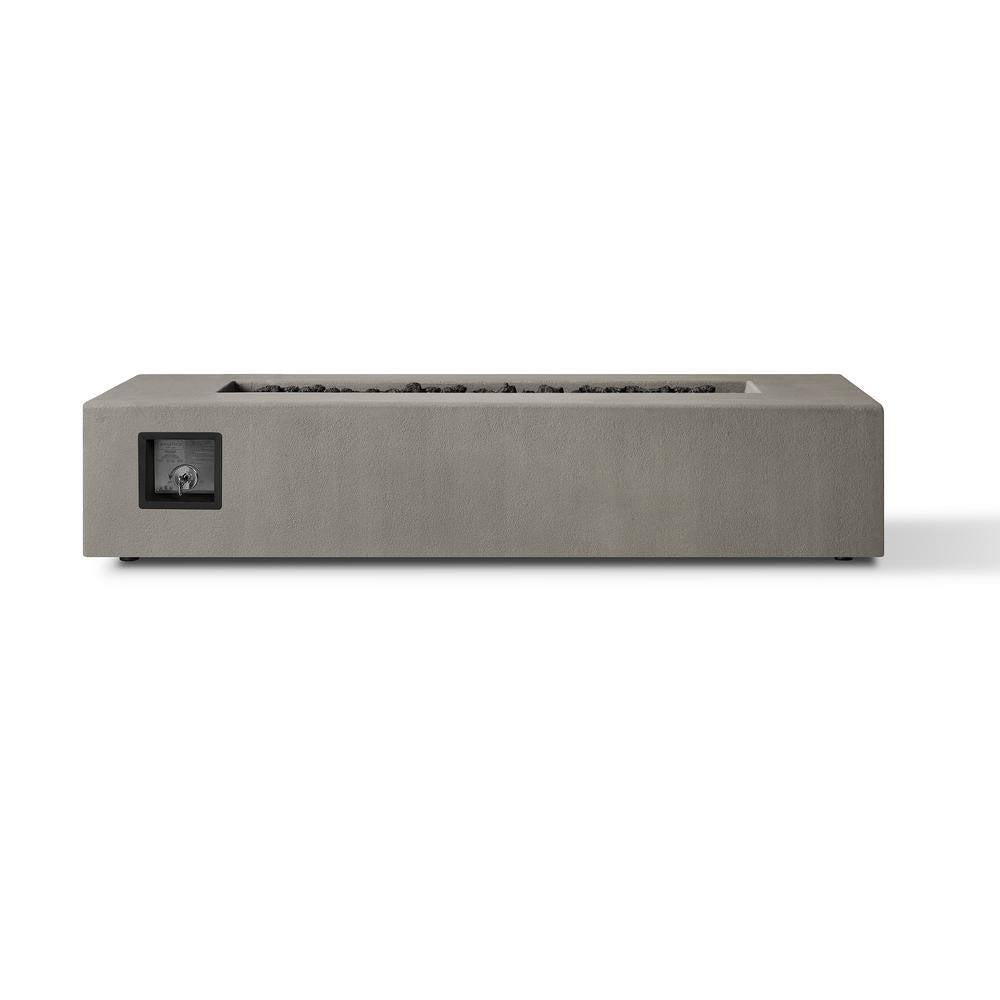 Matteau Low 60 In. L X 12 In. H Outdoor Rectangular Concrete Composite Propane Fire Table in Flint with Vinyl Cover
